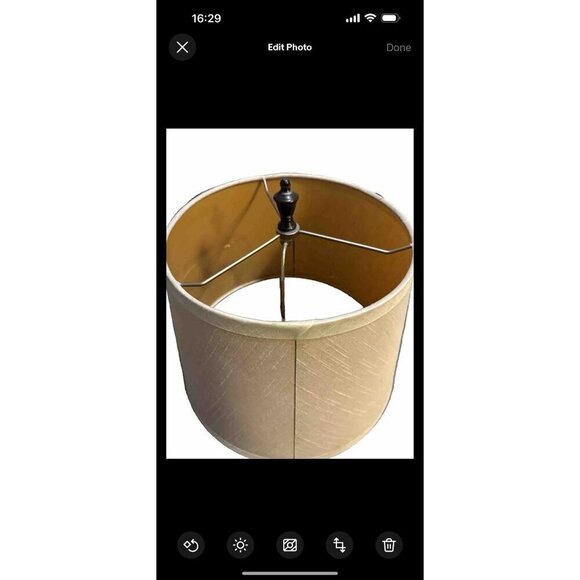 MCM LAMP DRUM STYLE SHADE LINEN BEIGE FABRIC MID CENTURY VINTAGE 10" X 10" DENTS - Picture 5 of 12